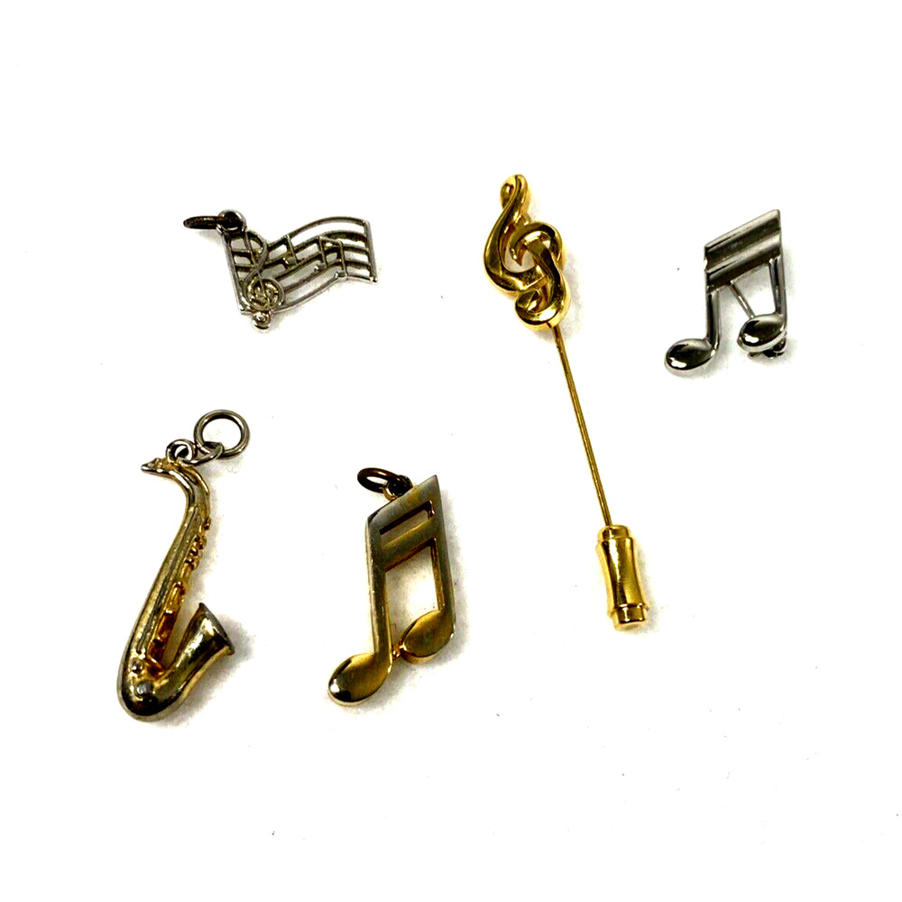 Lot of 5 Stick Pin Charms Musical Notes Pin Vintage Jewelry Gift
